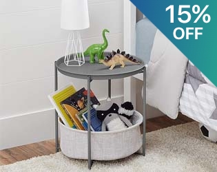 End Table with Cloth Basket