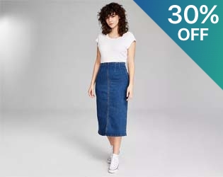 High-Waist Denim Midi Skirt