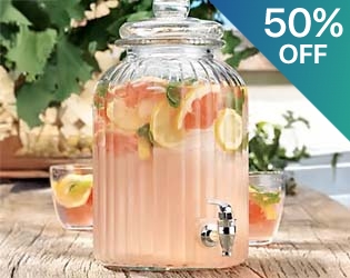 Ribbed Glass Beverage Dispenser