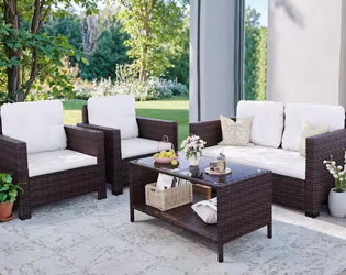 4pc Wicker Patio Conversation Set