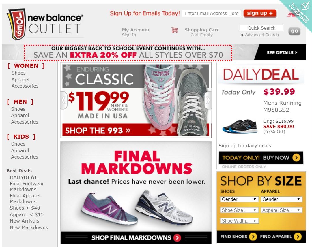 joe's new balance shoe outlet coupon code