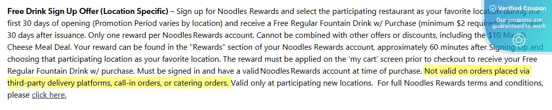 10% Off Noodles and Company Coupons &amp; Coupon Codes - January 2025
