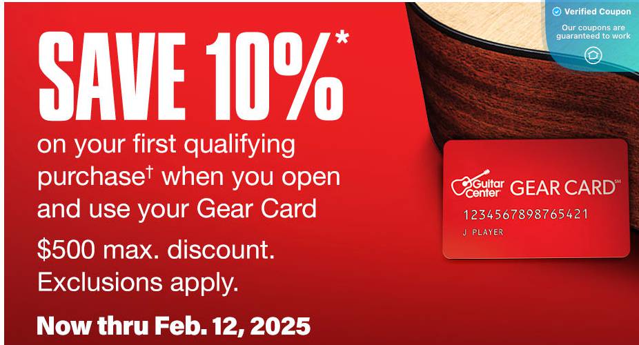 10% Off Guitar Center Coupons &amp; Coupon Codes - March 2025