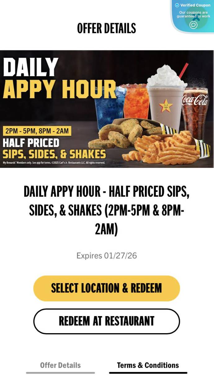 25% Off Carl's Jr Coupons & Coupon Codes - March 2025