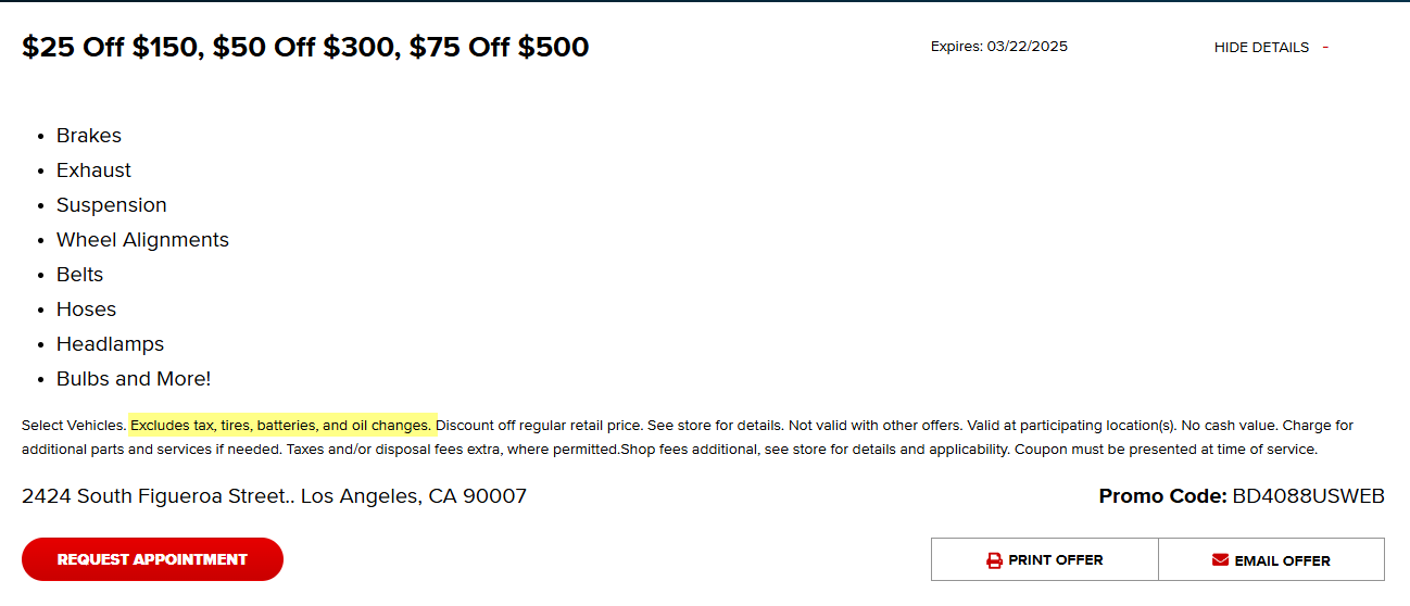 20 Off Midas Coupons April 2025