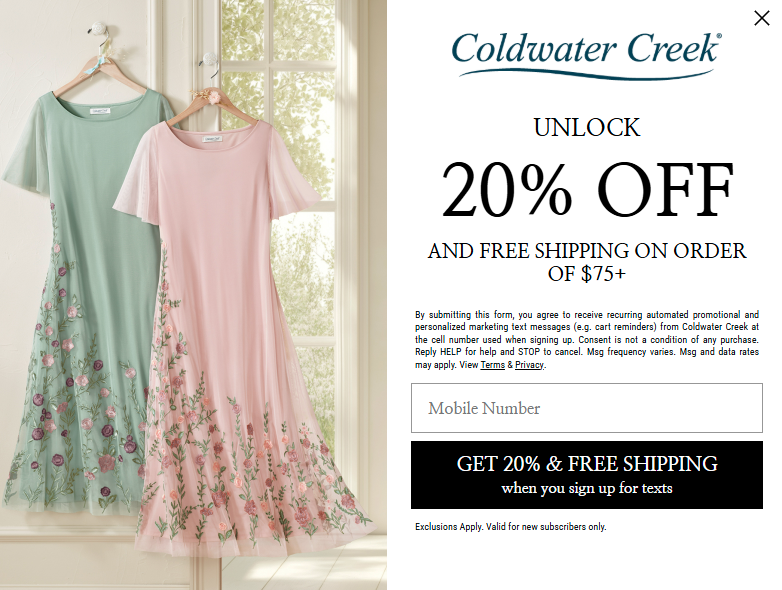 20 Off Coldwater Creek Coupons & Promo Codes March 2025