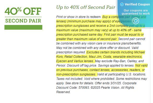 40% Off Pearle Vision Coupons - March 2025