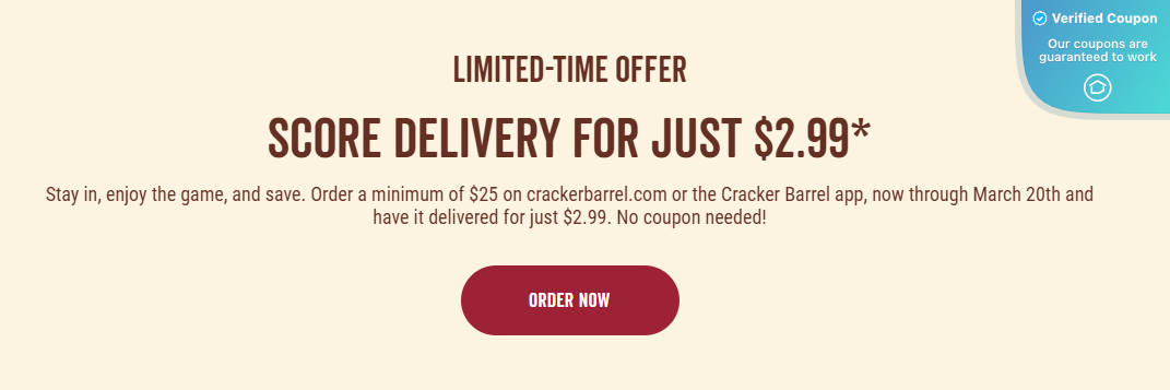 $15 Off Cracker Barrel Coupons &amp; Promo Codes - April 2025