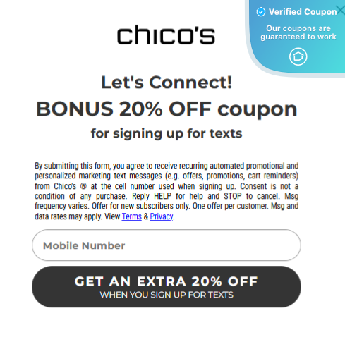 20% Off Chico's Coupons &amp; Discounts + 1% Cash Back - April