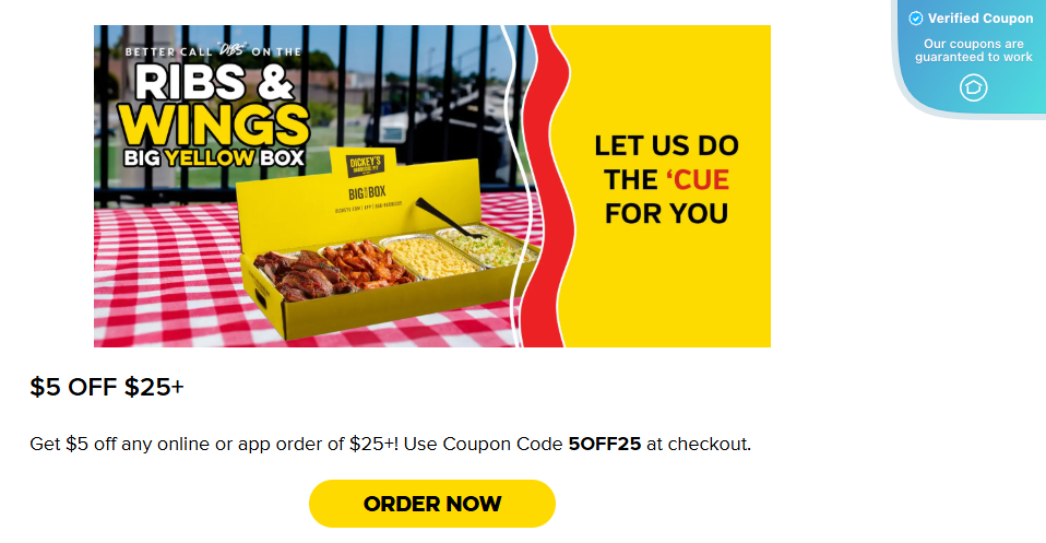 $10 Off Dickey's BBQ Coupons &amp; Promo Codes - May 2025