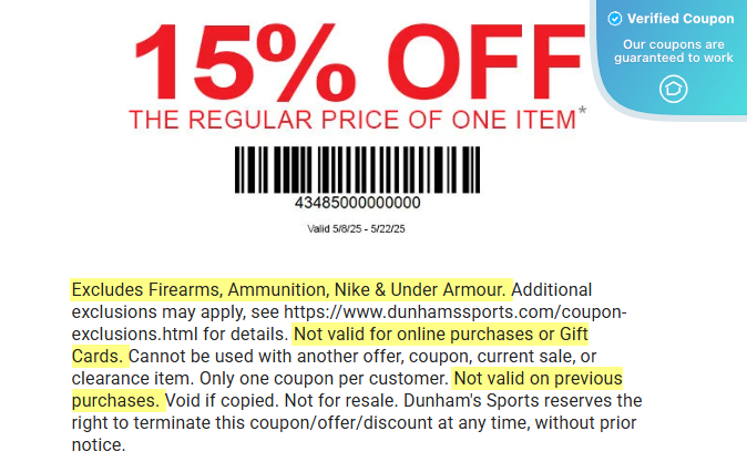 15 Off Dunhams Coupons amp Promo - 11977507