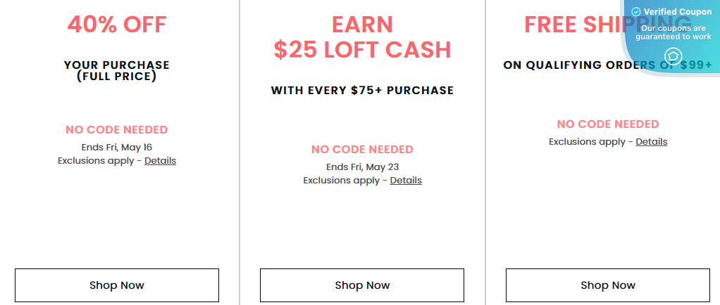 40% Off LOFT Coupons &amp; Promo Codes - June 2025