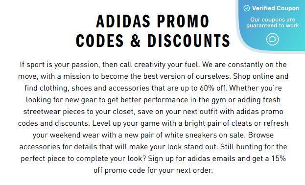adidas store promo code