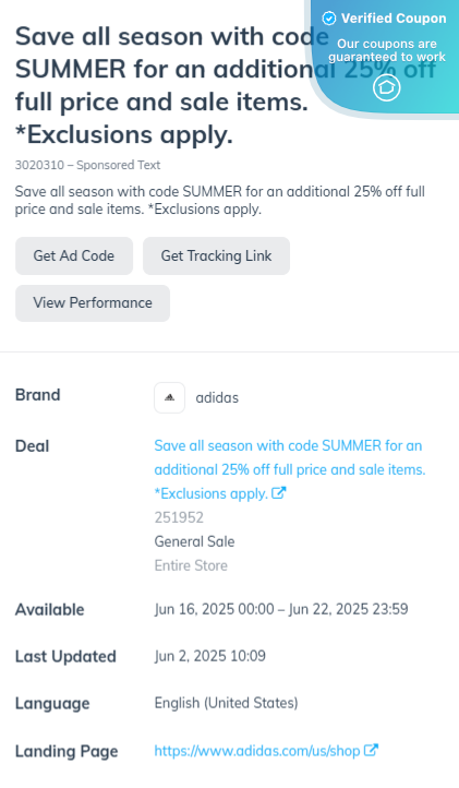25% Off + adidas Coupons \u0026 Promo Codes – June 2025