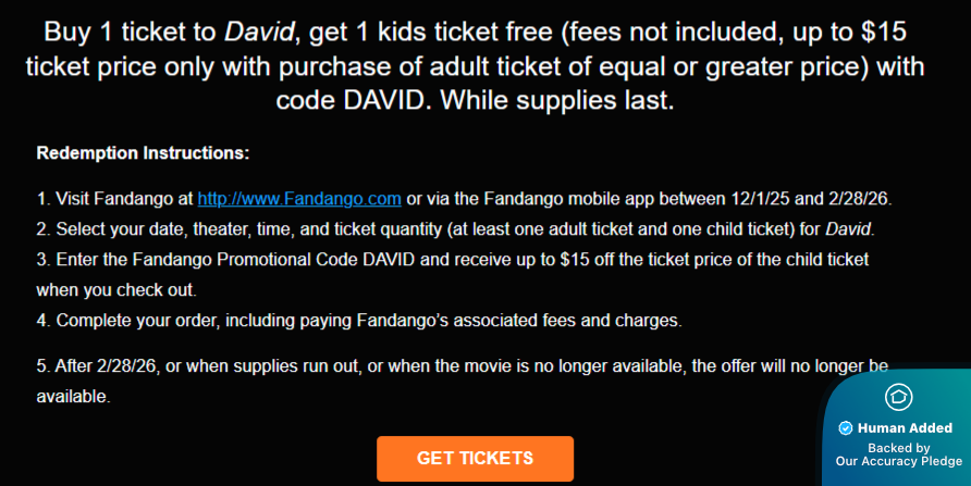 Save up to 10% with Fandango Promo Codes in January 26