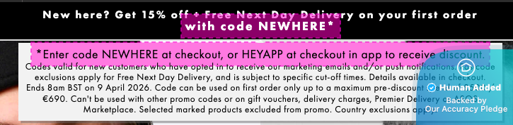 Screenshot for ASOS offer \#12767298