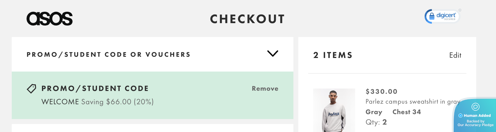 Screenshot for ASOS offer \#12741554