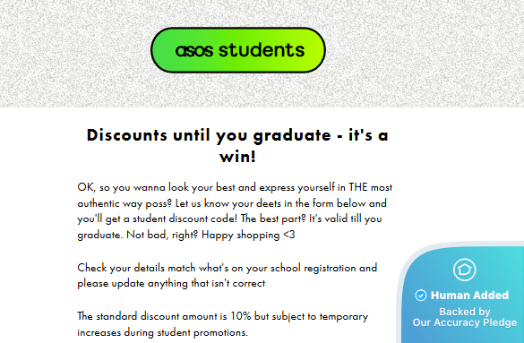 Screenshot for ASOS offer \#12281725