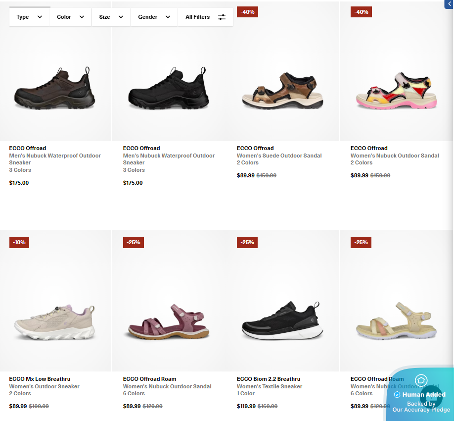 Screenshot for ECCO offer #12570228