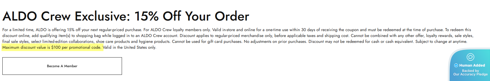 Screenshot for ALDO offer #12661555
