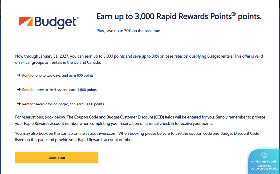 Screenshot for Southwest Airlines offer #12733061