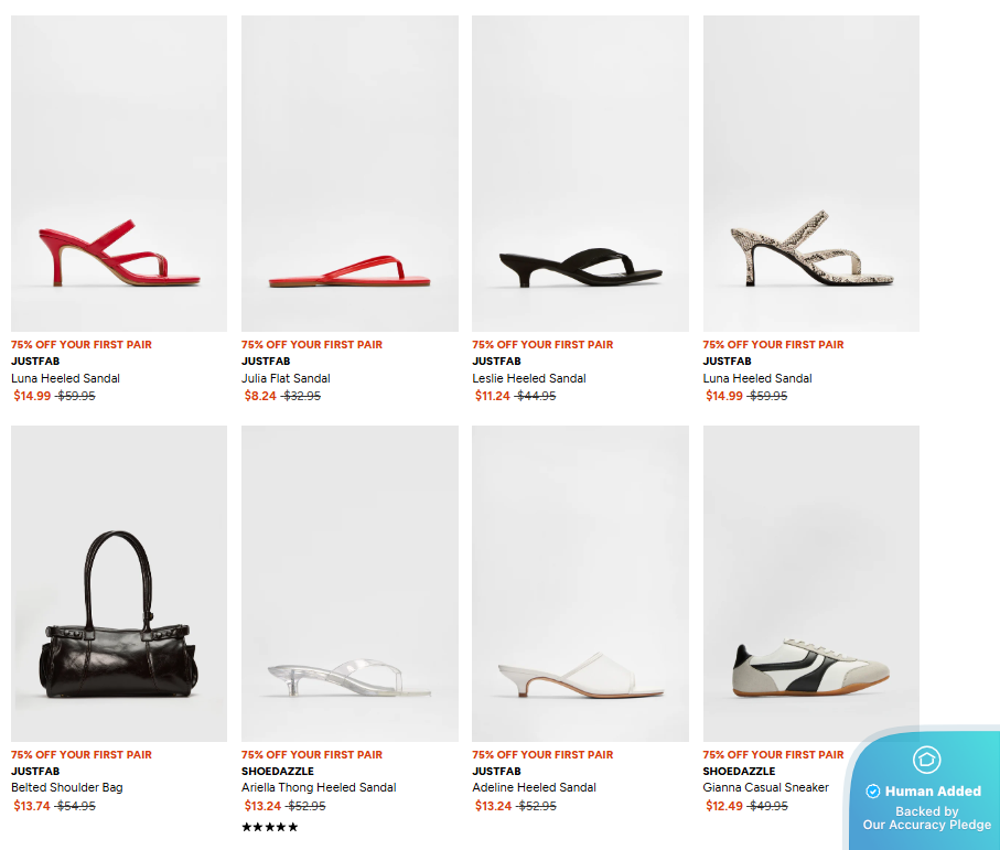 Screenshot for JustFab offer #12455301