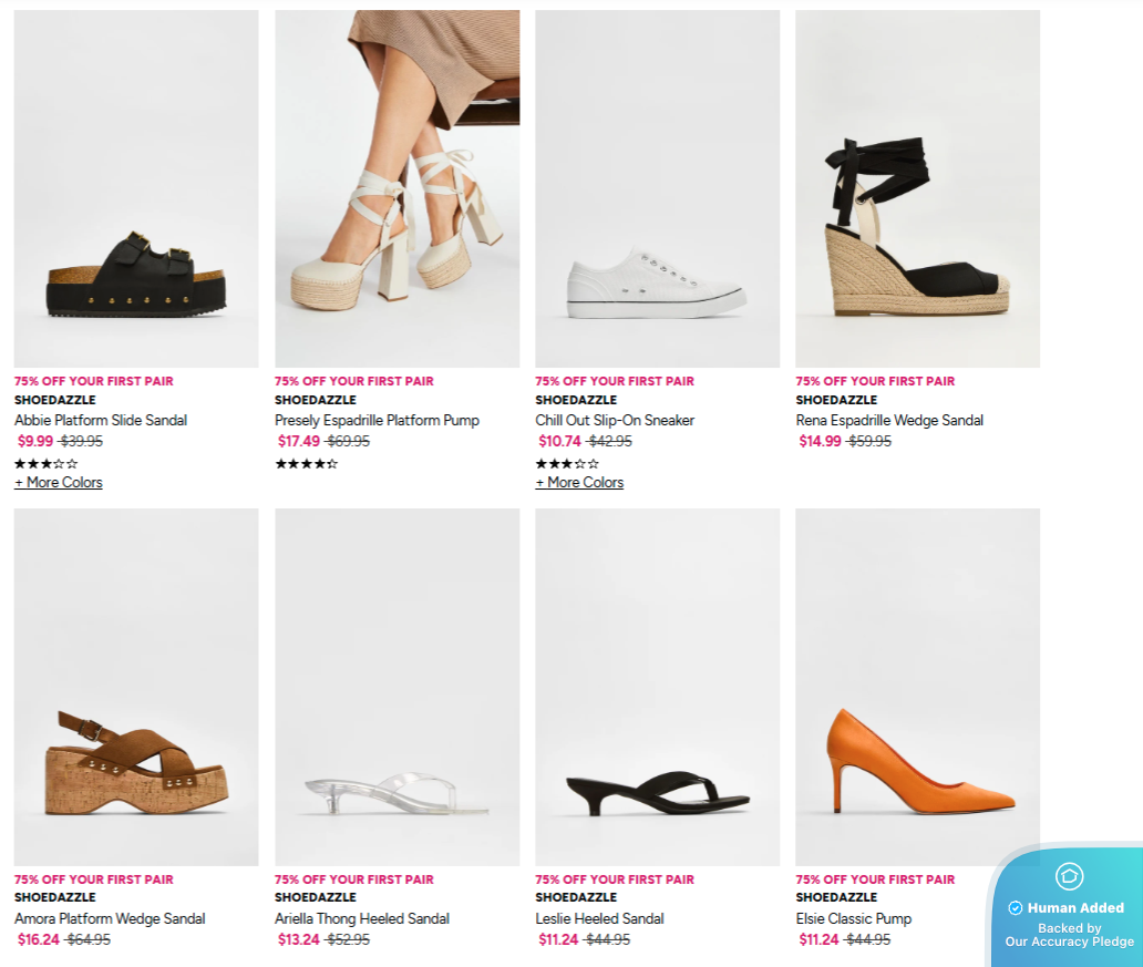 Screenshot for ShoeDazzle offer #12547322