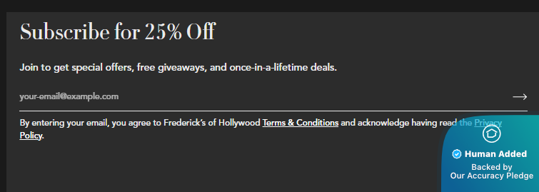 Screenshot for Frederick's of Hollywood offer #12464068