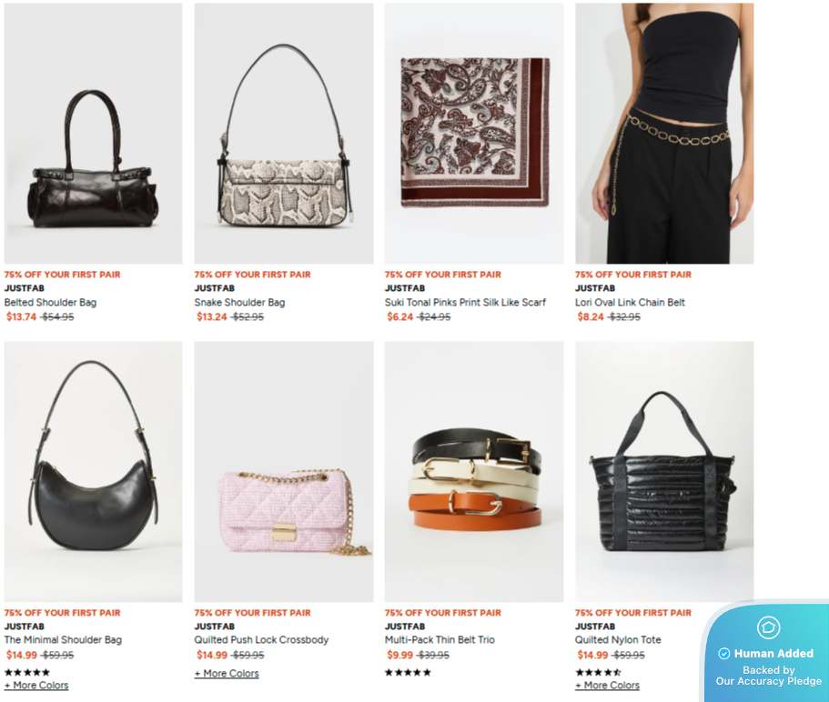 Screenshot for JustFab offer #12578685