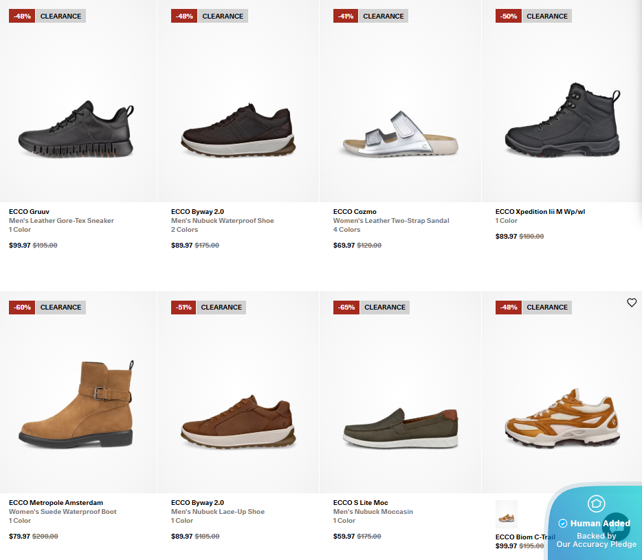 Screenshot for ECCO offer #12806630