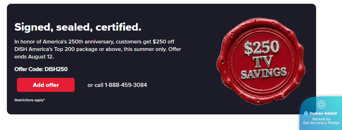 Screenshot for DISH Network offer #12560576