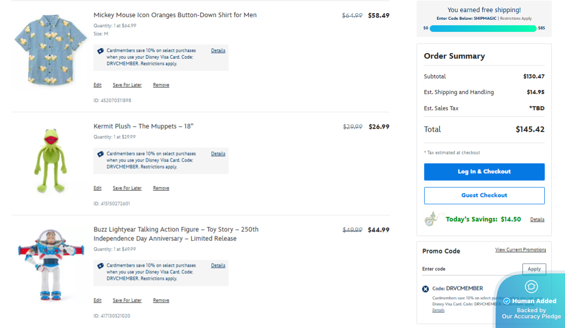 Screenshot for Disney Store offer #12705313