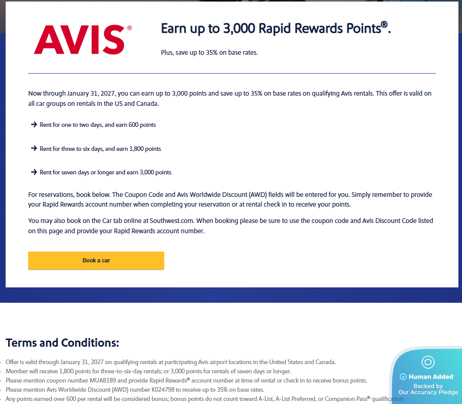 Screenshot for Southwest Airlines offer #12733058