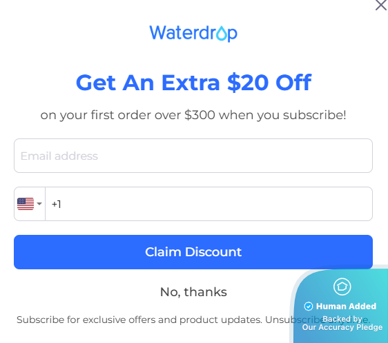 Screenshot for Waterdrop offer #12732401