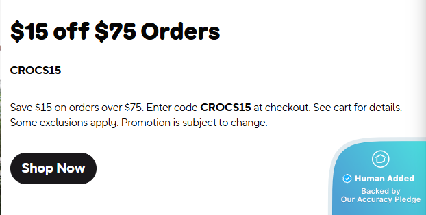 Screenshot for Crocs offer #12810908