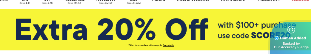 Screenshot for Children's Place offer #12815009