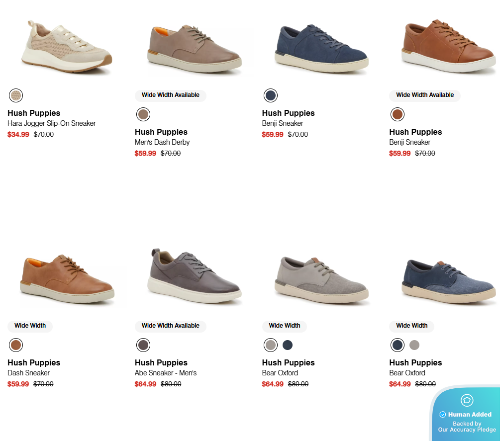 Screenshot for Hush Puppies offer #12828567