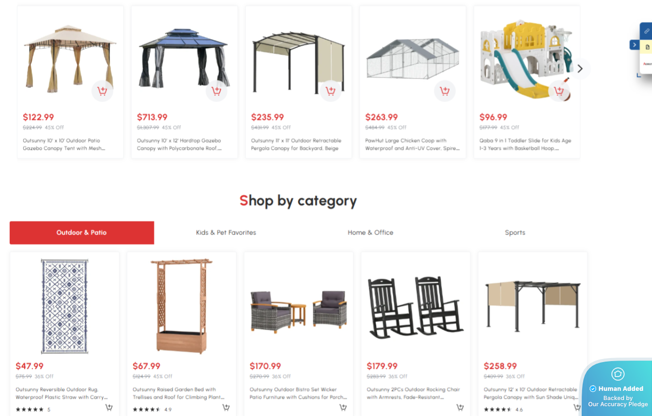 Screenshot for Aosom offer #12836400