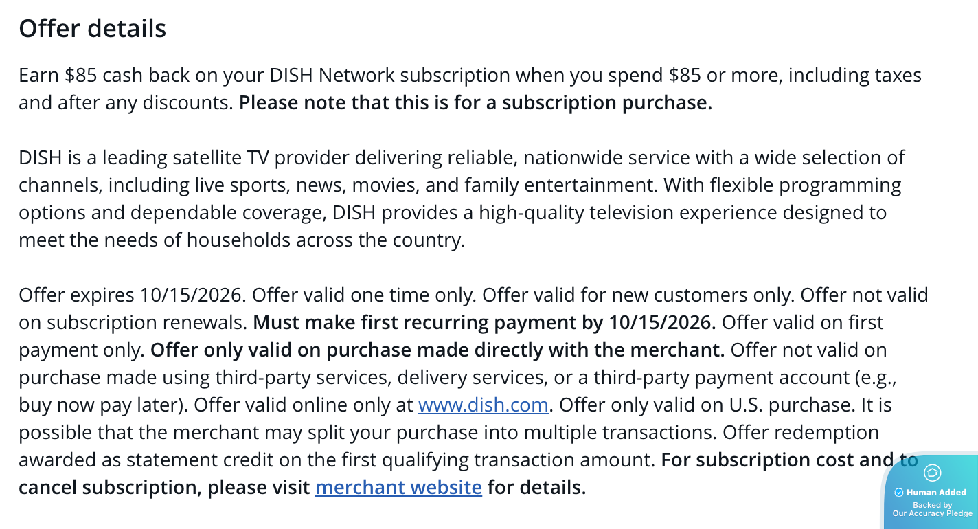 Screenshot for DISH Network offer #12838232