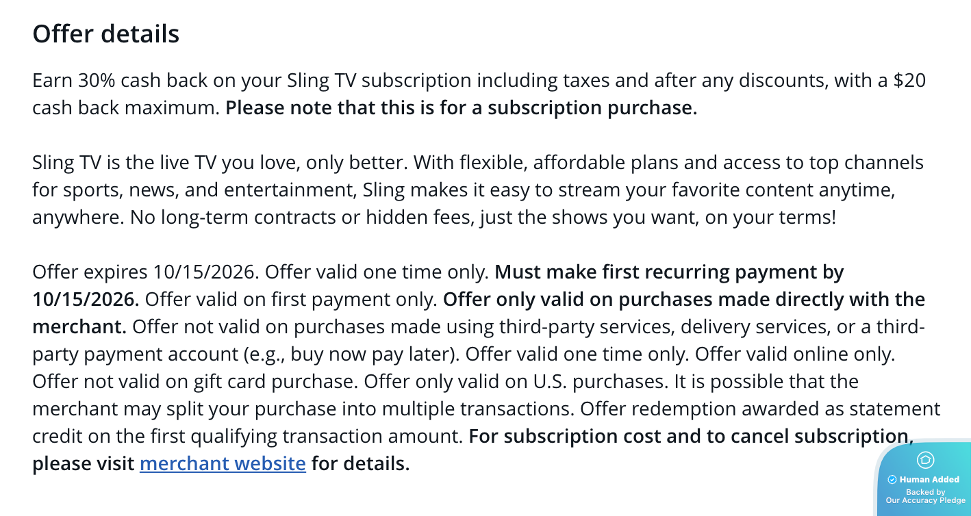 Screenshot for Sling TV offer #12838266