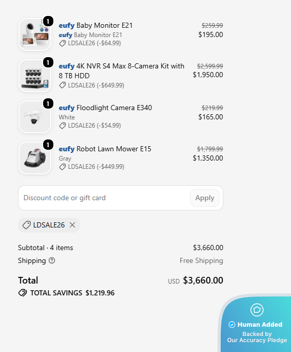 Screenshot for Eufy offer #12839761