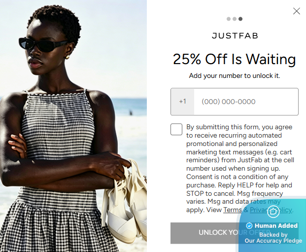 Screenshot for JustFab offer #12841791