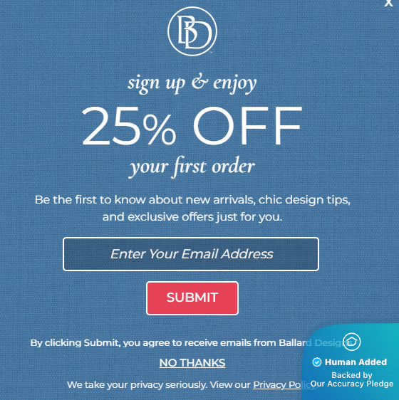 Screenshot for Ballard Designs offer #12844066