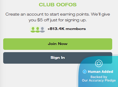 Screenshot for OOFOS offer #12846891
