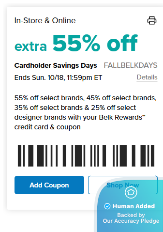 Screenshot for Belk offer #12850022