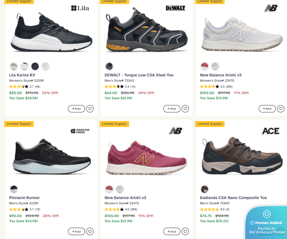 Screenshot for Shoes For Crews offer #12592833