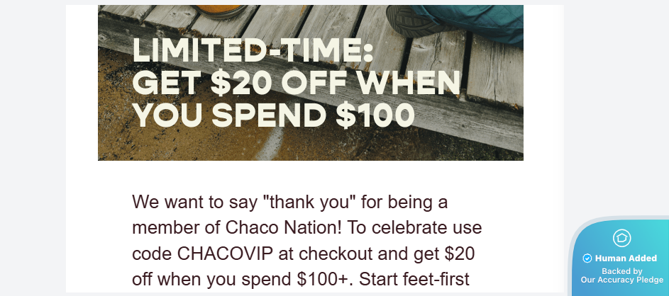 Screenshot for Chaco offer #12852529